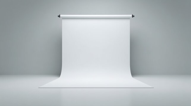 Studio Photography Space with White Cyclorama Backdrop Against Grey Wall Ideal for Professional Photo Shoots and Creative Projects