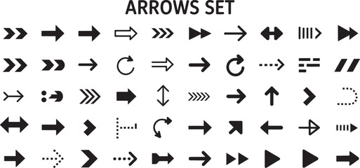 Black Arrow Icons Collection Different Styles Directions Shapes