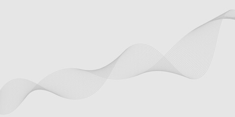 Abstract black wavy line on grey silver background. Exclusive flowing line design