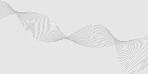 Abstract black wavy line on grey silver background. Exclusive flowing line design. Technology line concept