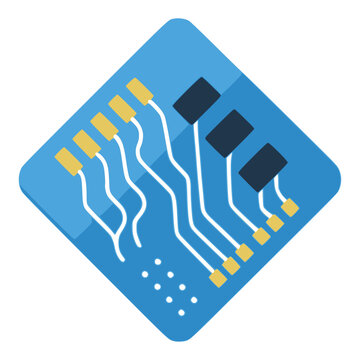 cartoon microcontroller circuit board flat color vector illustration template design