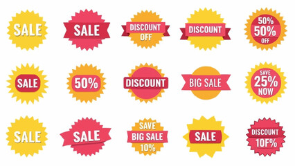 Collection of Sale and Discount Badges for Retail Promotions.