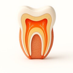 Detailed cross section of a human tooth showing internal structure