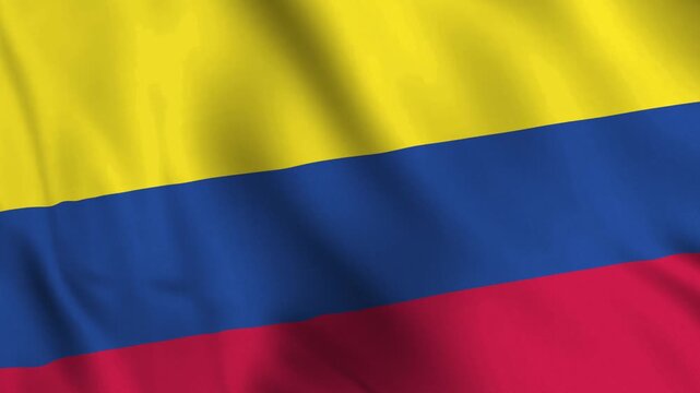 Diagonal animation of Colombian flag waving in the wind, symbolizing Colombia as a subject in presentations, documentaries, or educational videos.