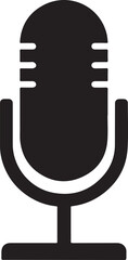 Black Microphone Silhouette Icon &ndash; Podcast Radio Stage Audio Illustration