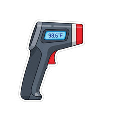 Digital infrared noncontact thermometer gun for quick temperature measurement and noninvasive health screening.