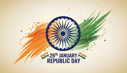 Republic Day India – Artistic Tricolor with Ashoka Chakra and Patriotic Typography, republic, india, flag, tricolor, ashoka, patriotism, celebration, 26january