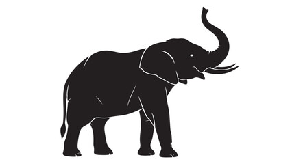 Obraz premium A black silhouette of an elephant standing alone in white space silhouette