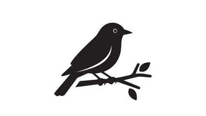 Fototapeta premium A black bird silhouette perched on a tree branch in the morning