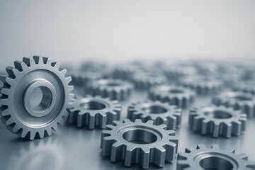 Mechanical Harmony: An array of precision-engineered gears interlock in a display of seamless collaboration, symbolizing the intricate dance of modern technology and industry.