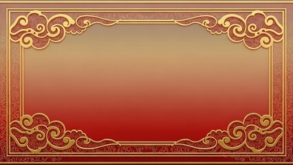 Elegant traditional Chinese auspicious golden cloud frame background design