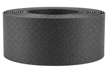 Roll of black textured grip tape for bicycle handlebars isolated on a transparent background