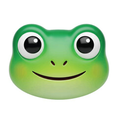 Naklejka premium Cartoon Green Frog Emoji Face with Big Eyes and Smile.