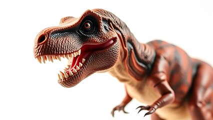 trex. Detailed T-Rex dinosaur figurine with textured skin and sharp teeth against clean background, wildlife magazines, conservation campaigns, designed for wildlife conservation campaigns.