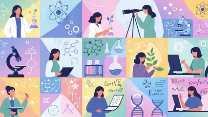 Scientists conducting research and experiments in various scientific fields with laboratory