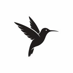 Obraz premium Black Hummingbird Silhouette in Flight.