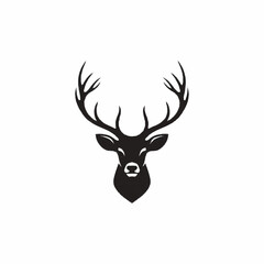 Deer Head Silhouette with Antlers Illustration.