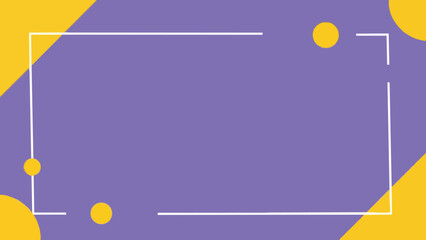 Flat vector abstract background featuring a clean white outline frame on purple, accented with bold yellow triangles and dots. Perfect for presentations, social media or modern design layouts.