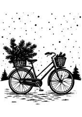 Winter Bicycle with Pine Baskets
