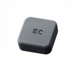 single gray computer keyboard key with the letters e and c printed in black on a white background