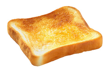 A Single Slice of Golden Brown Toast with Melted Butter isolated on a transparent background