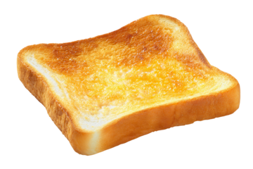 A Single Slice of Golden Brown Toast with Melted Butter isolated on a transparent background