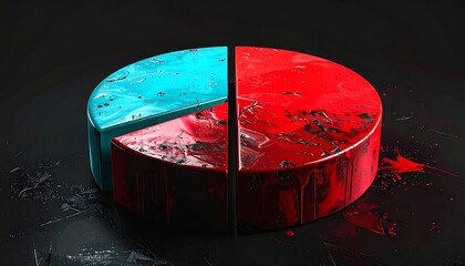 Vivid pie chart, split into red and teal sections, on a dark backdrop
