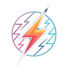 Colorful Lightning Bolt Energy Logo Icon on White Background