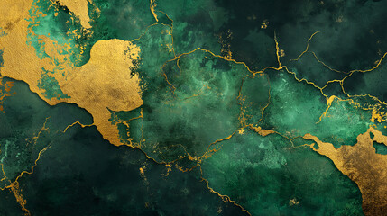 Luxurious abstract marbled texture with rich green tones and gold accents. Organic mineral-inspired design ideal for decor, branding, packaging, and editorial backgrounds.