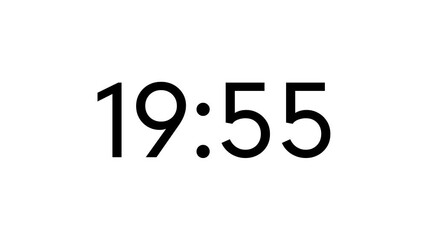 Modern countdown timer from 20 minute to 19 minute on white background suitable for presentations, productivity, educational content, and more
