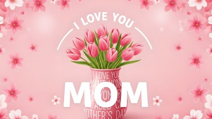 Happy mother's day wishes with beautiful pink tulips and heartfelt love messages