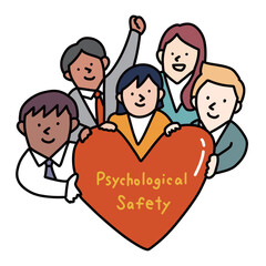 心理的安全性を確保できている多様性のある人々で構成されたビジネスチームのイラスト