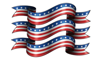 National freedom day american flags waving isolated on transparent background