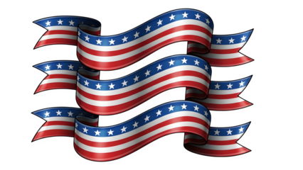 National freedom day american flags waving isolated on transparent background