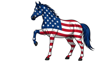 National freedom day patriotic american horse isolated on transparent background