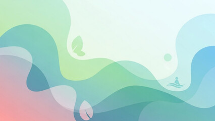 Serene Abstract Composition: A soothing visual, with gentle gradient hues of blue, green, and pink, creating a sense of calm and harmony with flowing shapes.