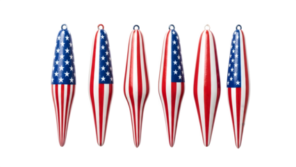 National freedom day patriotic streamers isolated on transparent background