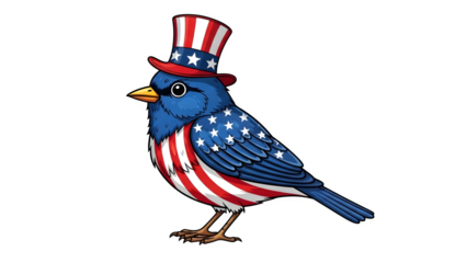 National freedom day patriotic bird isolated on transparent background