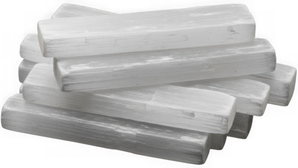 Stack of white Himalayan salt blocks for cooking and decoration