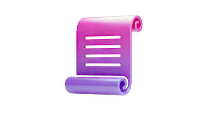 3D Rolled Scroll Icon with Gradient Colors