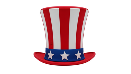 National freedom day patriotic top hat isolated on transparent background