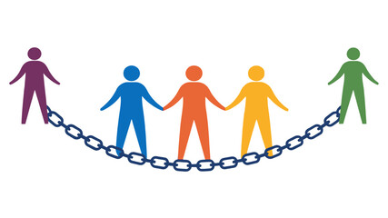 Diverse people linked together in unity and strength