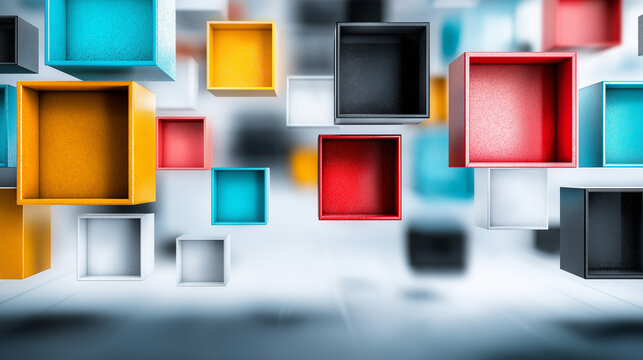 Colorful floating 3D squares abstract background