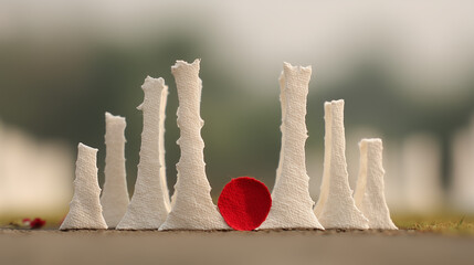 Commemorating Language Martyrs&rsquo; Day (Shaheed Day) in Bangladesh with Memorial Stones and Red Ball