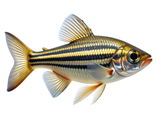 Zebra Danio Aquarium Fish Side Profile Isolated PNG 