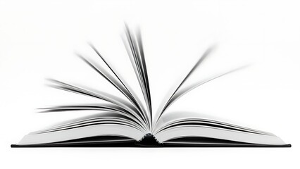 Fototapeta premium Open Book with Pages Flipping Isolated on White Background.