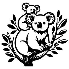 Koala Mother and Baby Illustration.
