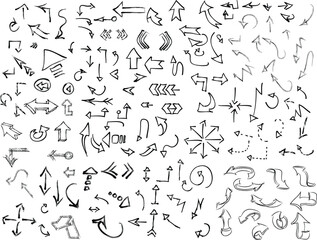 Obraz premium Mega collection of black doodle arrow icons and sketch pointers