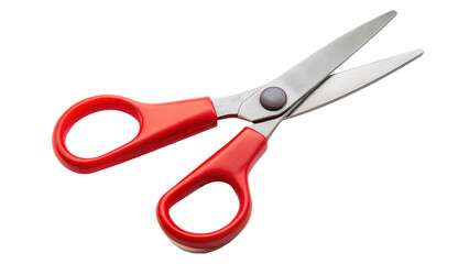 scissors with red handles isolated on a transparent background