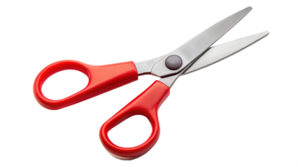 scissors with red handles isolated on a transparent background